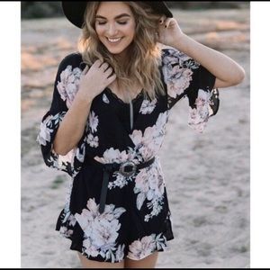 Black Floral Romper